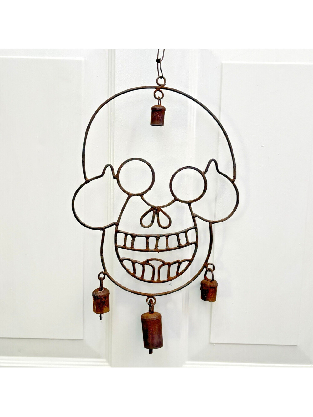 Vintage Skull Wind Chime Primitive Rustic Farm House Decor W/bells